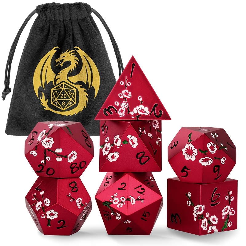 7pcs/Set Flat Plum Blossom Pattern Large Dice